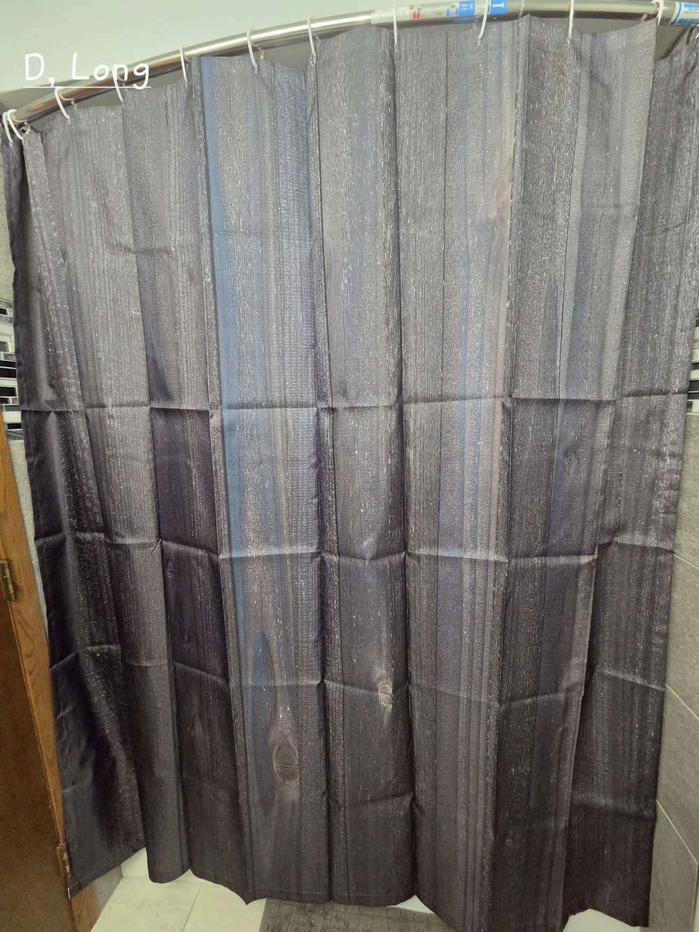 Long Water Resistant Rustic Wood-Print Shower Curtain